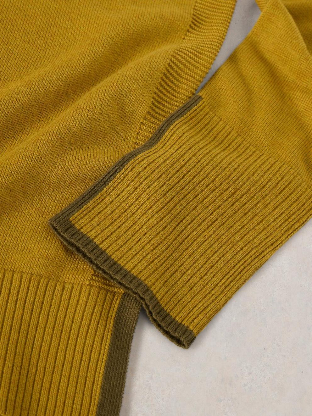 OLIVE CREW NECK COTTON JUMPER in MID CHART - FLAT DETAIL