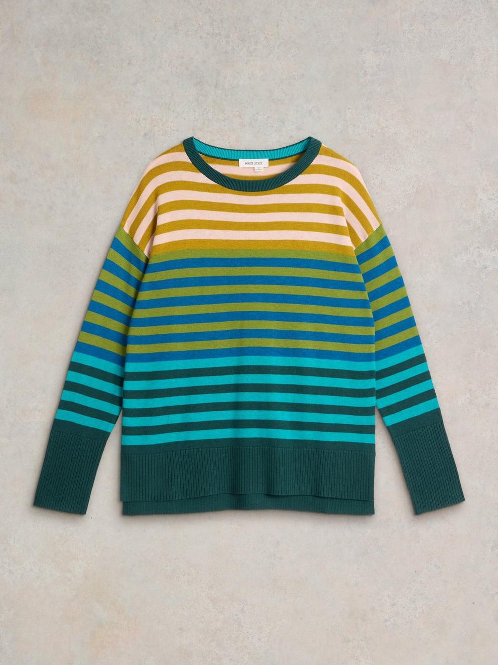 OLIVE STRIPED JUMPER in GREEN MLT - FLAT FRONT