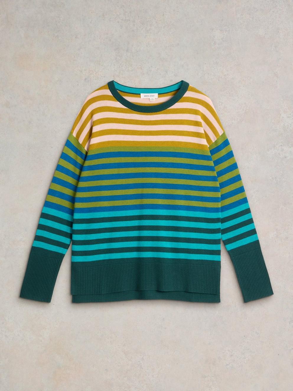 OLIVE STRIPED JUMPER in GREEN MLT - FLAT FRONT