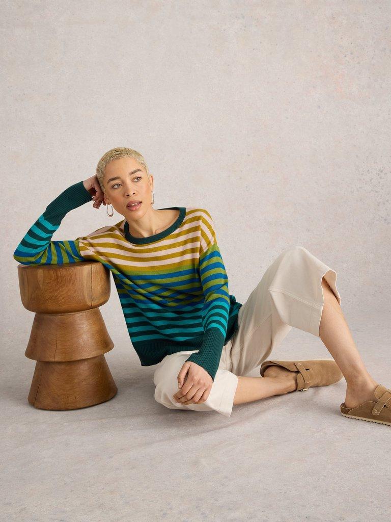 OLIVE STRIPED JUMPER in GREEN MLT - LIFESTYLE