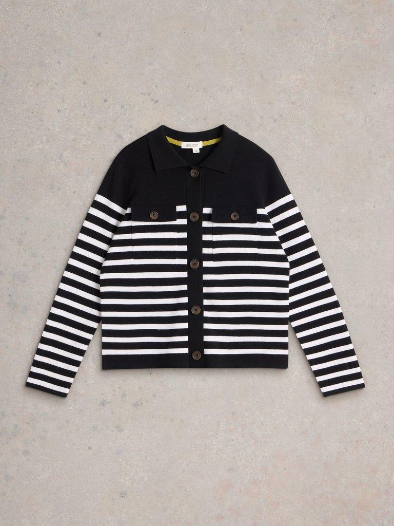 SARA STRIPE KNITTED SHACKET in BLK MLT - FLAT FRONT