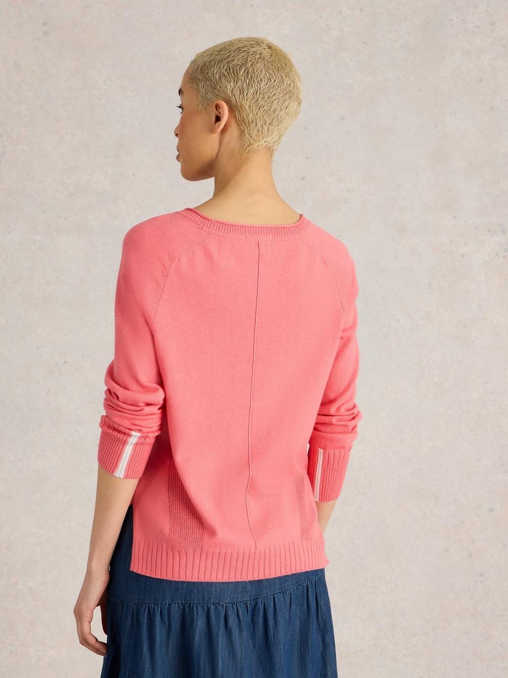 CITY JUMPER in MID CORAL - MODEL BACK