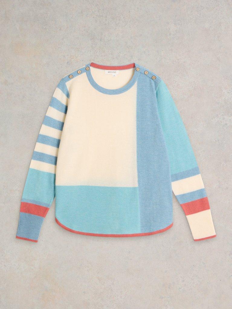 EMMA COLOURBLOCK JUMPER in BLUE MLT - FLAT FRONT