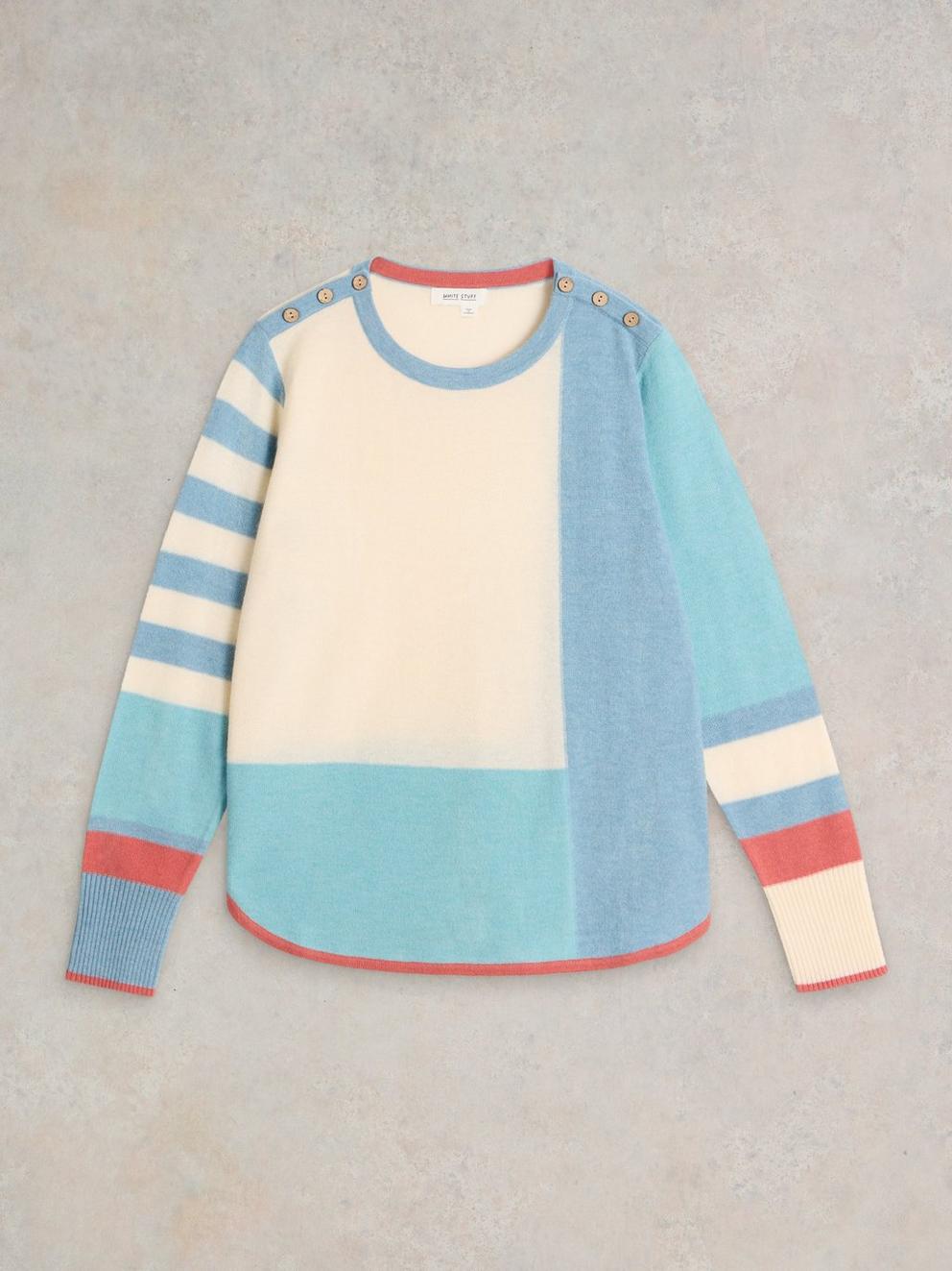 EMMA COLOURBLOCK JUMPER in BLUE MLT - FLAT FRONT