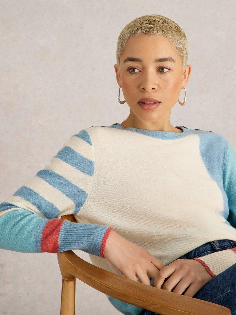 EMMA COLOURBLOCK JUMPER in BLUE MLT - LIFESTYLE