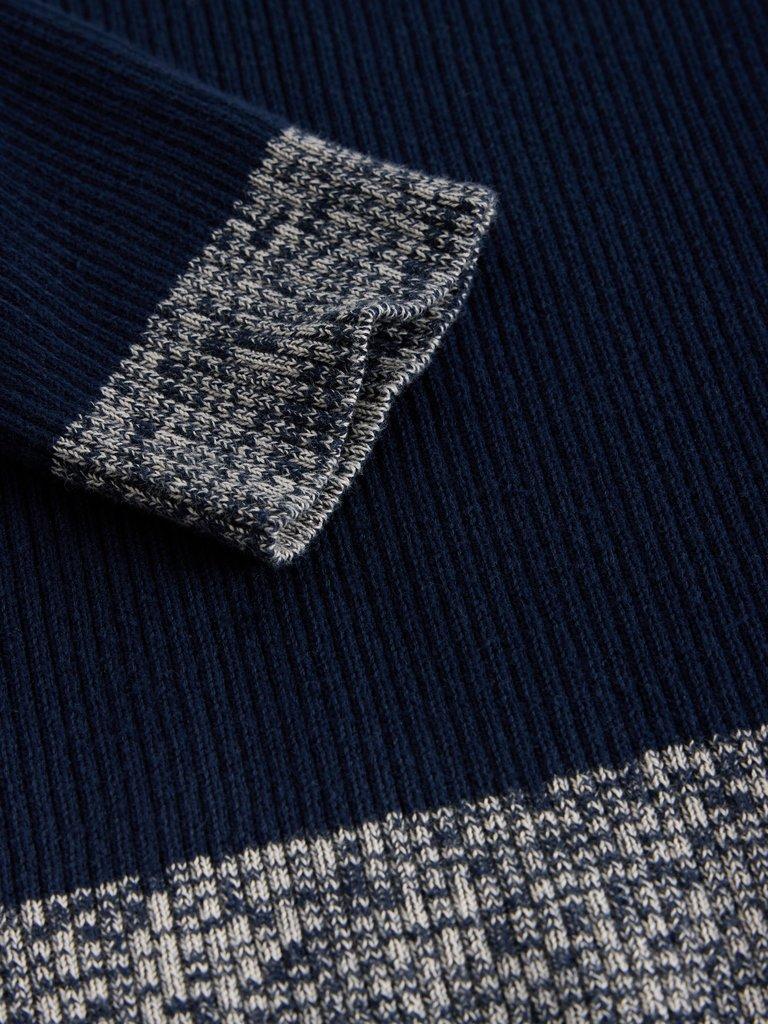 RIB COLLAR JUMPER in NAVY MULTI - FLAT DETAIL