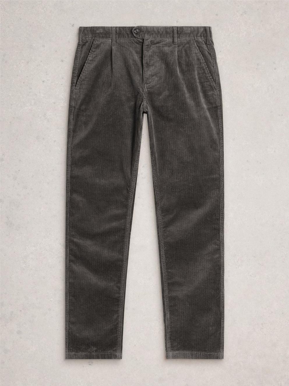 Kimber Cord Trouser in DK GREY - FLAT FRONT