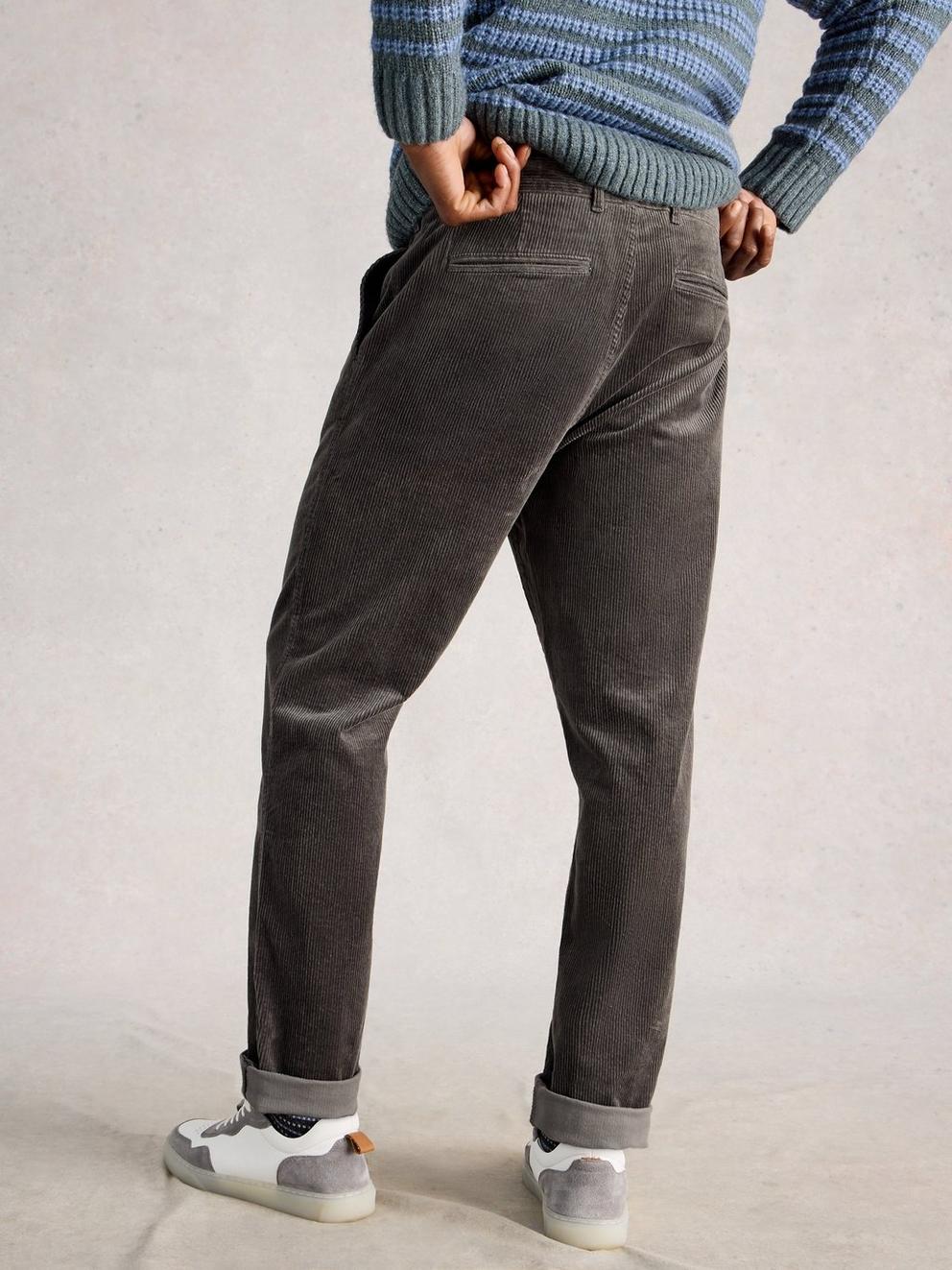 Kimber Cord Trouser in DK GREY - MODEL BACK