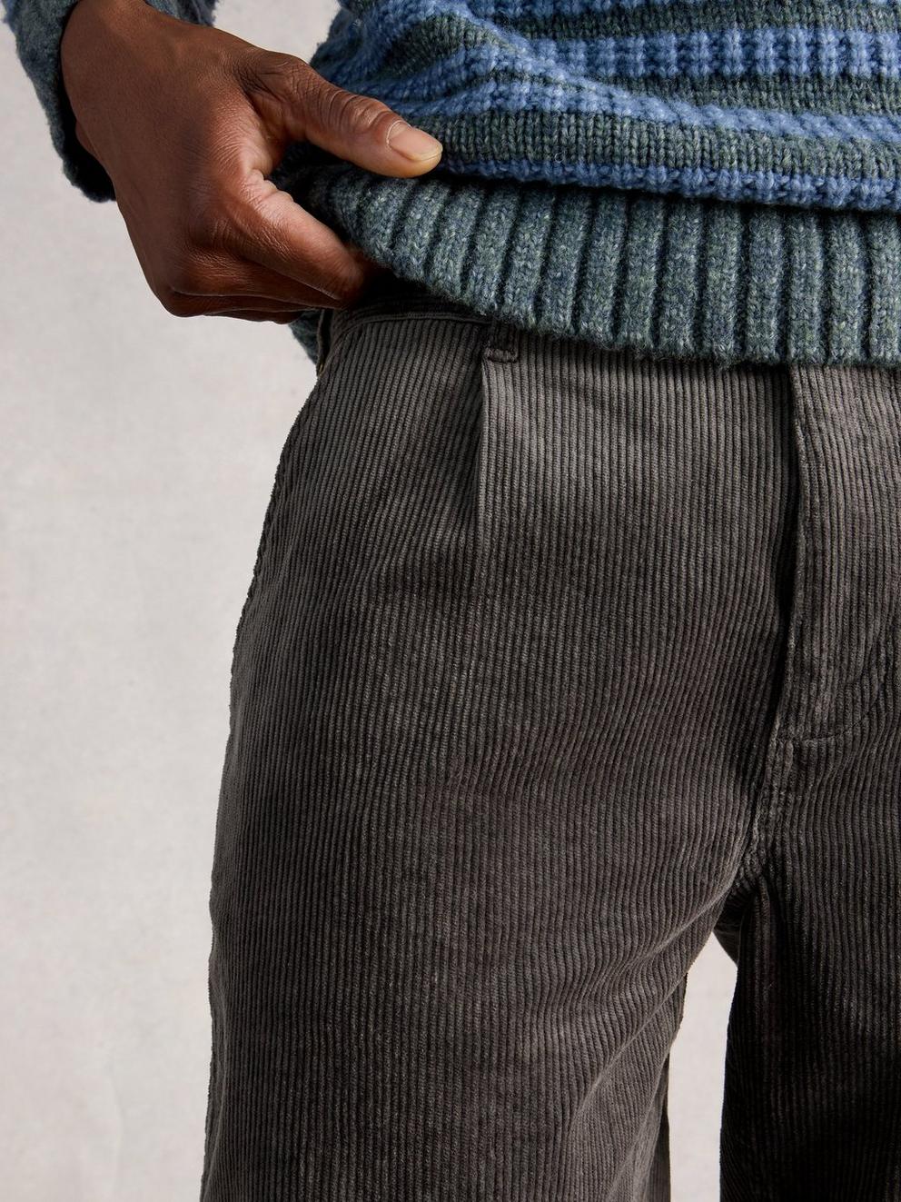 Kimber Cord Trouser in DK GREY - MODEL DETAIL