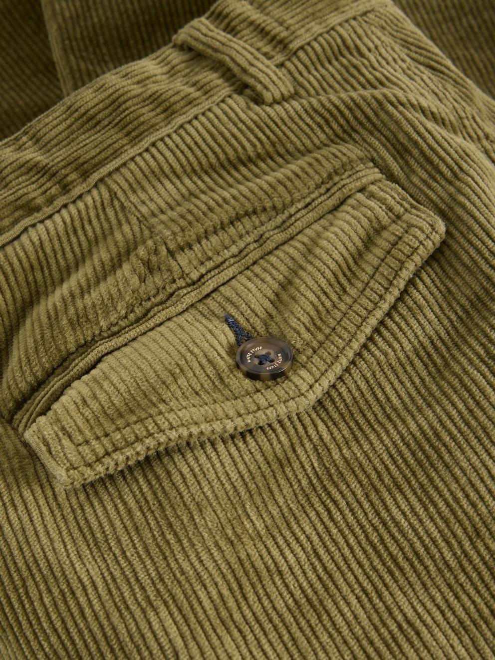 Kimber Cord Trouser in KHAKI GRN - FLAT DETAIL