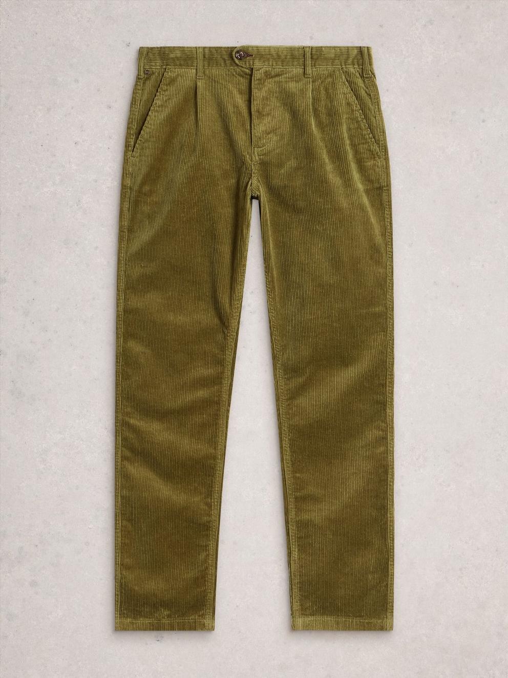 Kimber Cord Trouser in KHAKI GRN - FLAT FRONT