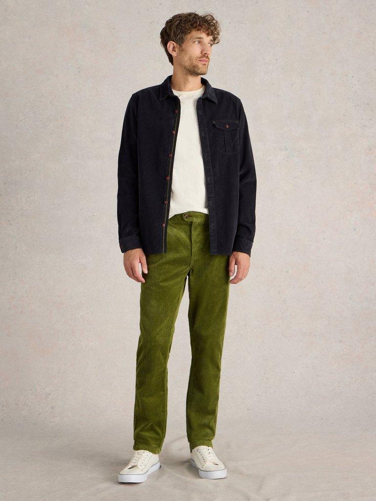 Kimber Cord Trouser in KHAKI GRN - MODEL FRONT