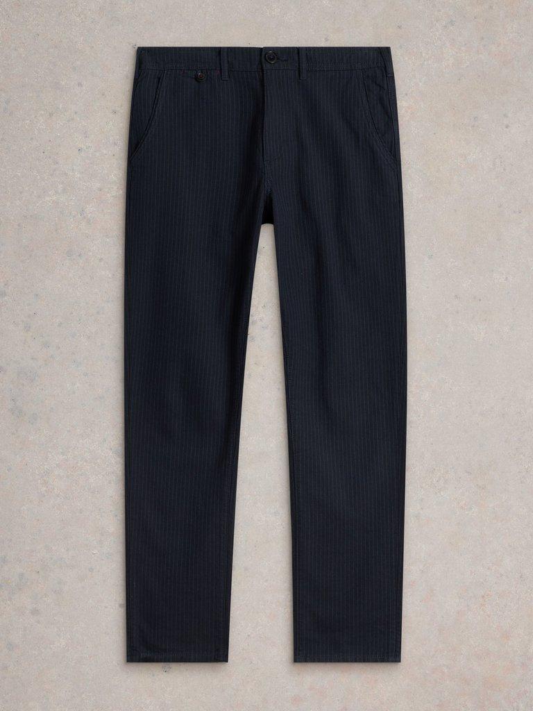 Pinstripe Chino Trouser in NAVY MULTI - FLAT FRONT