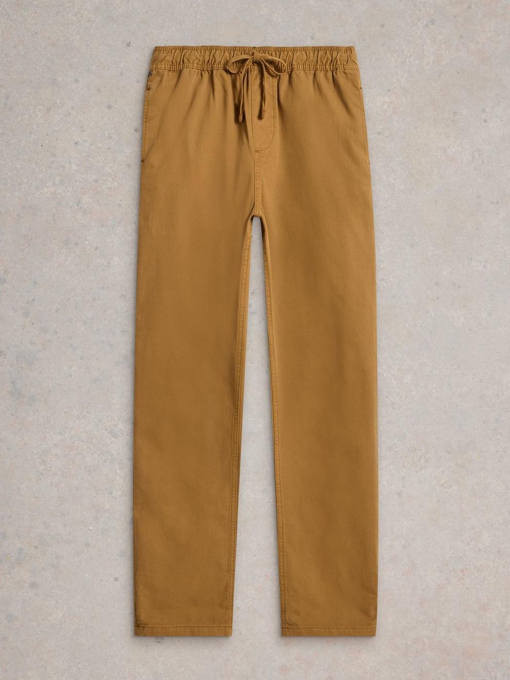 Wren Drawstring Trouser in DARK TAN - FLAT FRONT