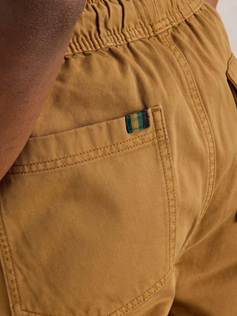 Wren Drawstring Trouser in DARK TAN - MODEL DETAIL