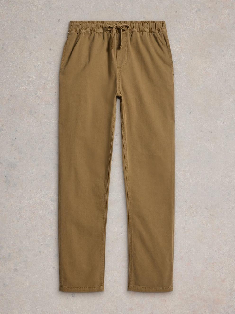 Wren Drawstring Trouser in KHAKI GRN - FLAT FRONT