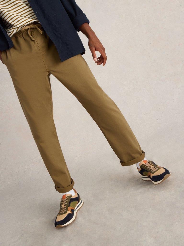 Wren Drawstring Trouser in KHAKI GRN - MODEL DETAIL