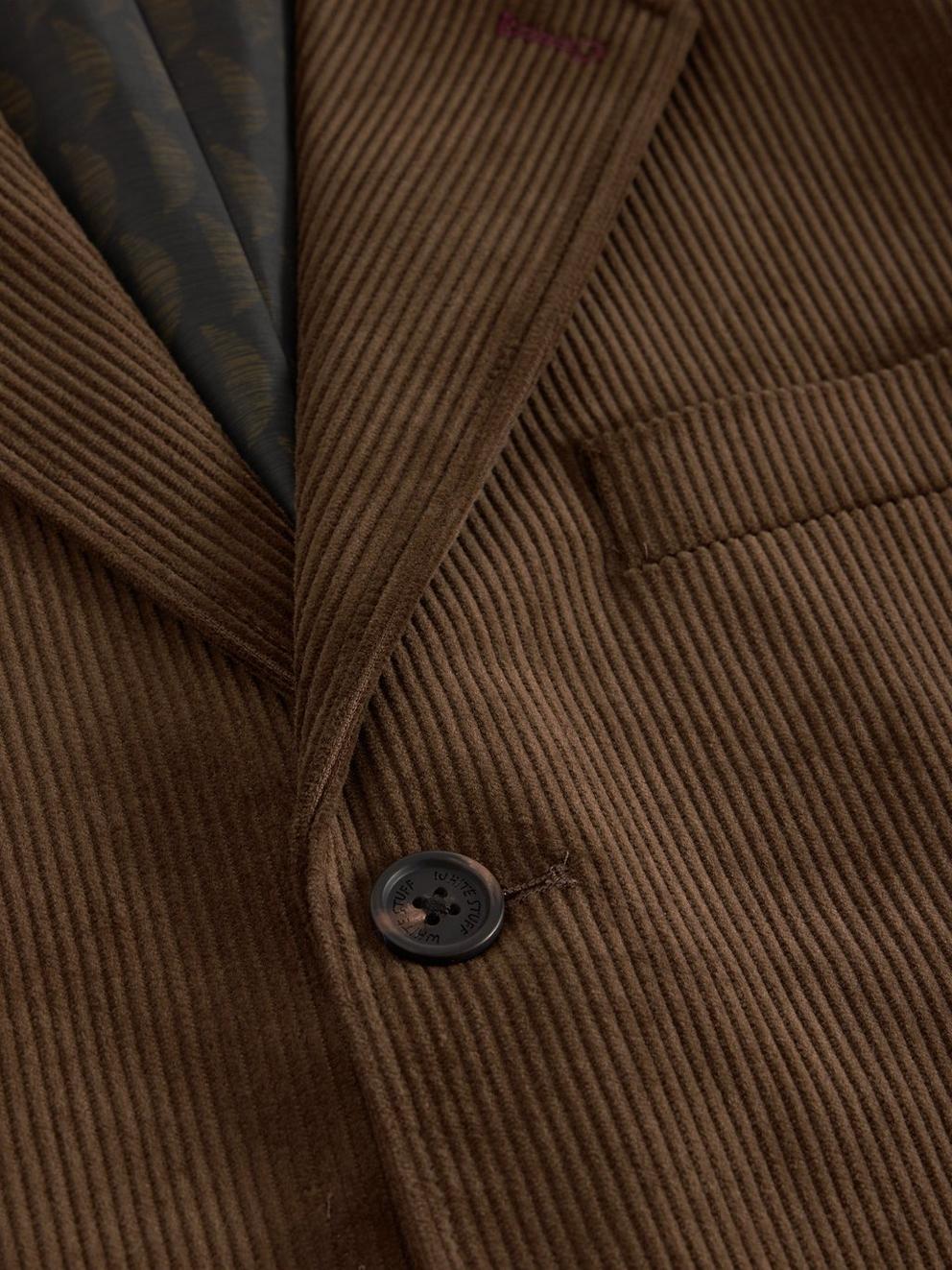 Kirkby Cord Blazer in DK BROWN - FLAT DETAIL