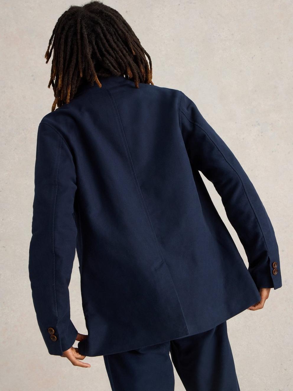 Moleskin Blazer in DARK NAVY - MODEL BACK