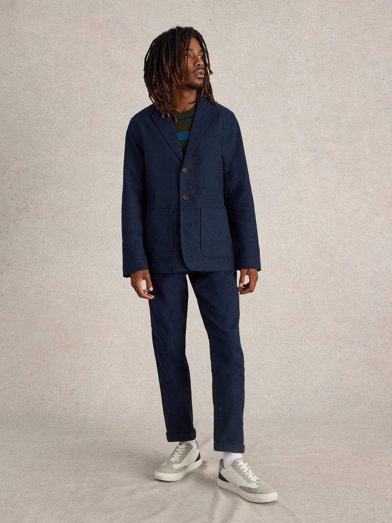 Moleskin Blazer in DARK NAVY - MODEL FRONT