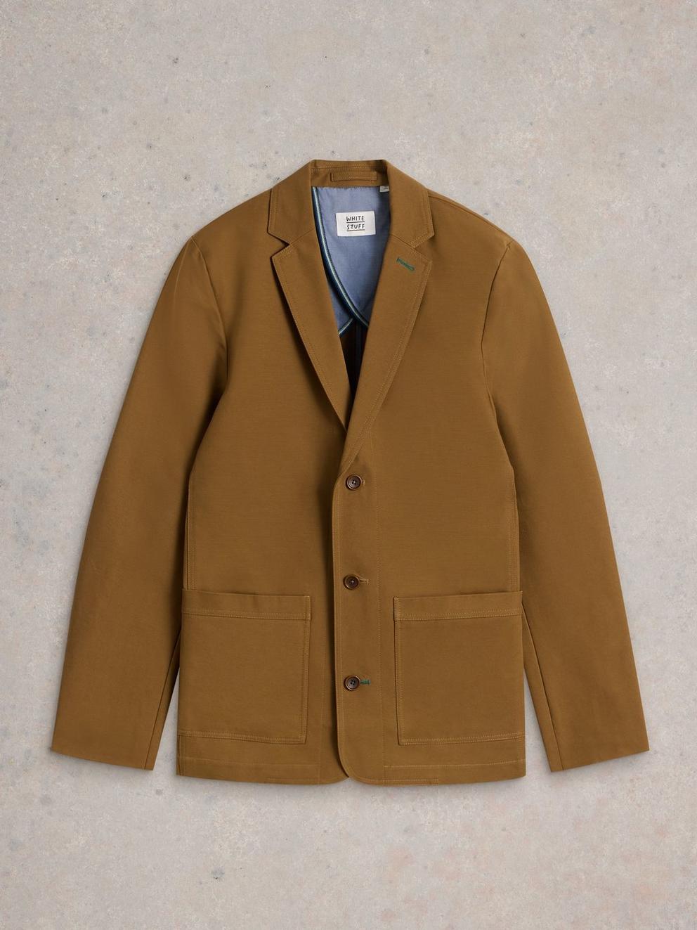 Chiltern Cotton Blazer in MID TAN - FLAT FRONT