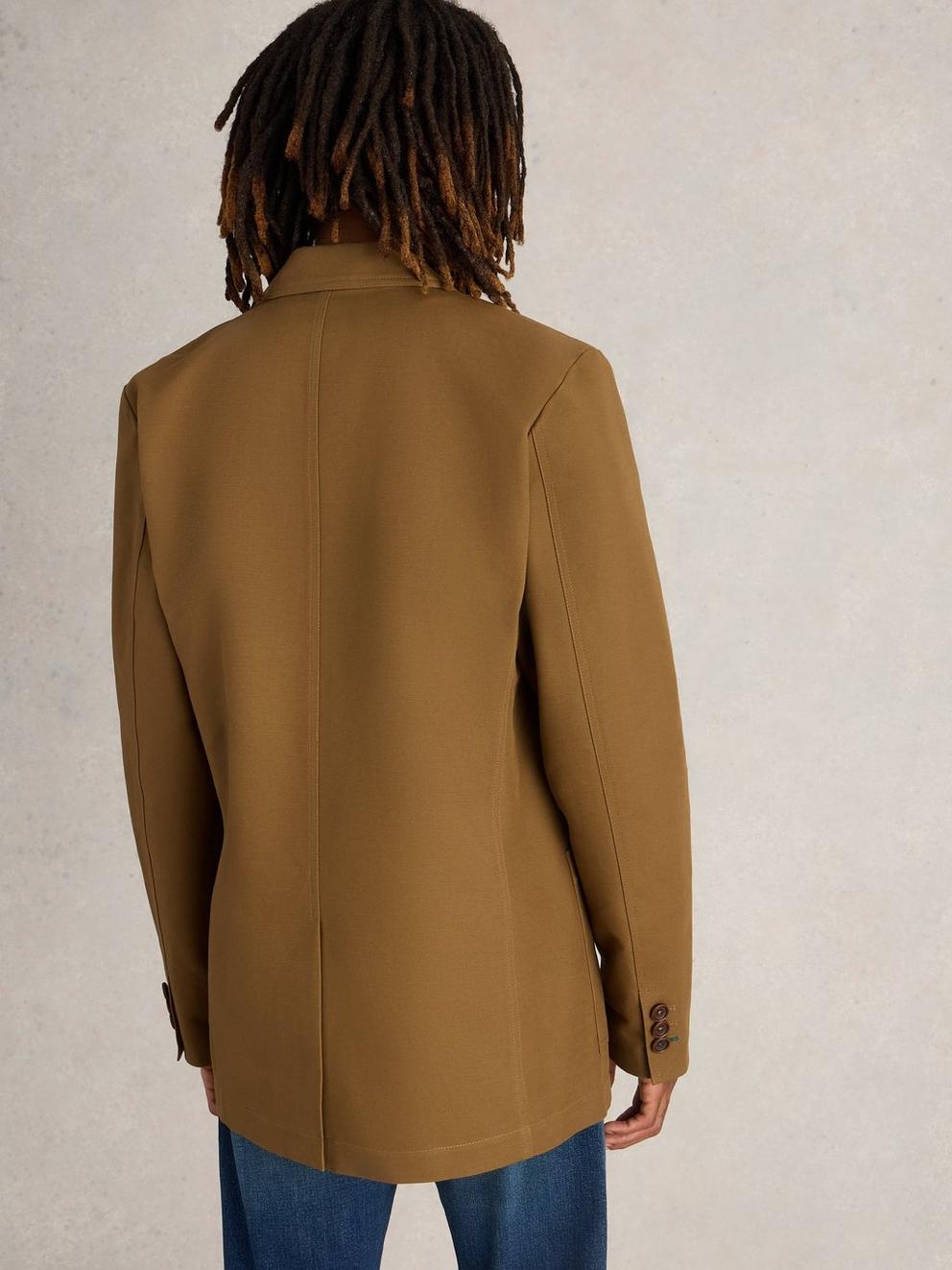 Chiltern Cotton Blazer in MID TAN - MODEL BACK