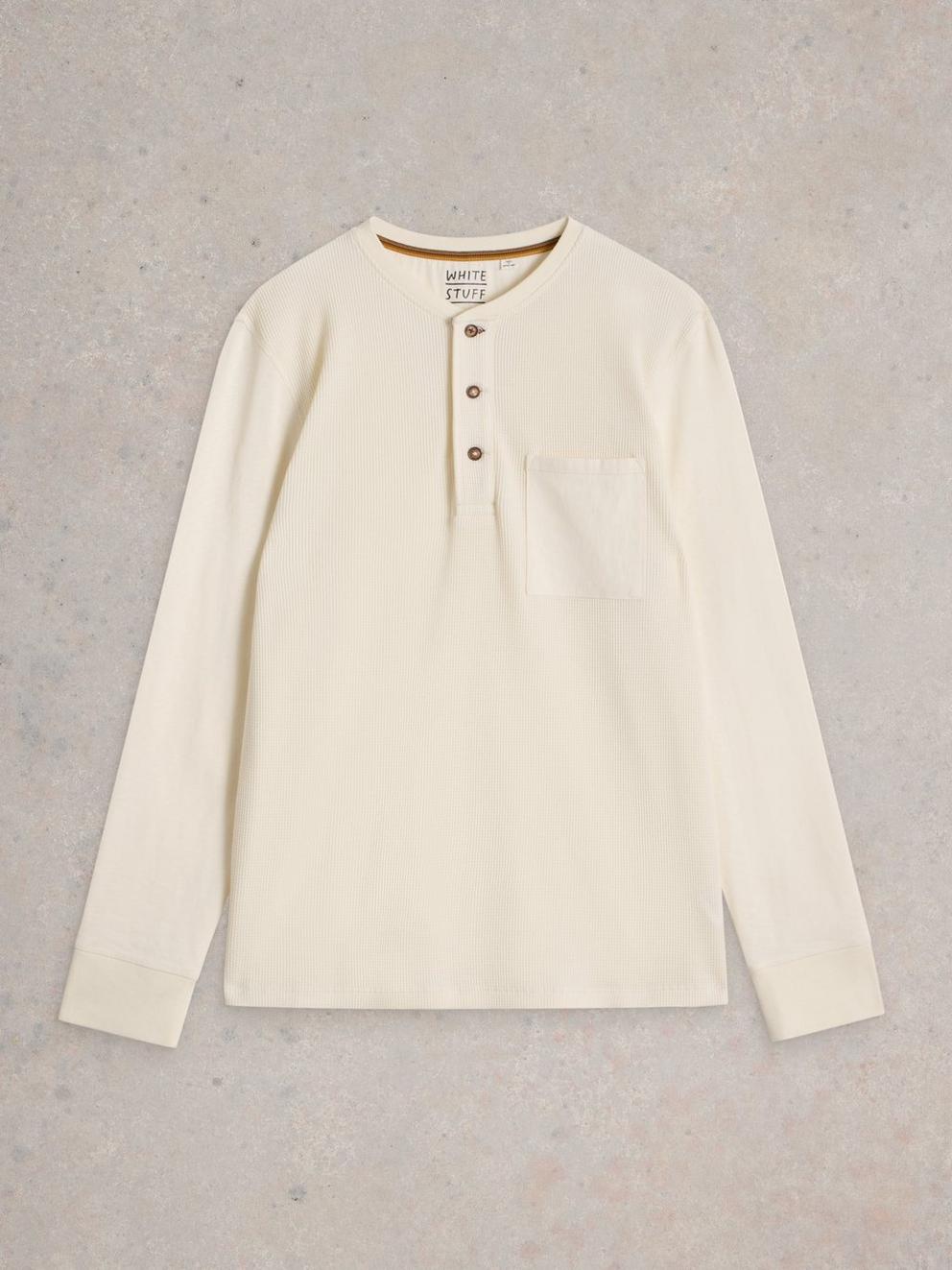 Andover LS Henley in NAT WHITE - FLAT FRONT