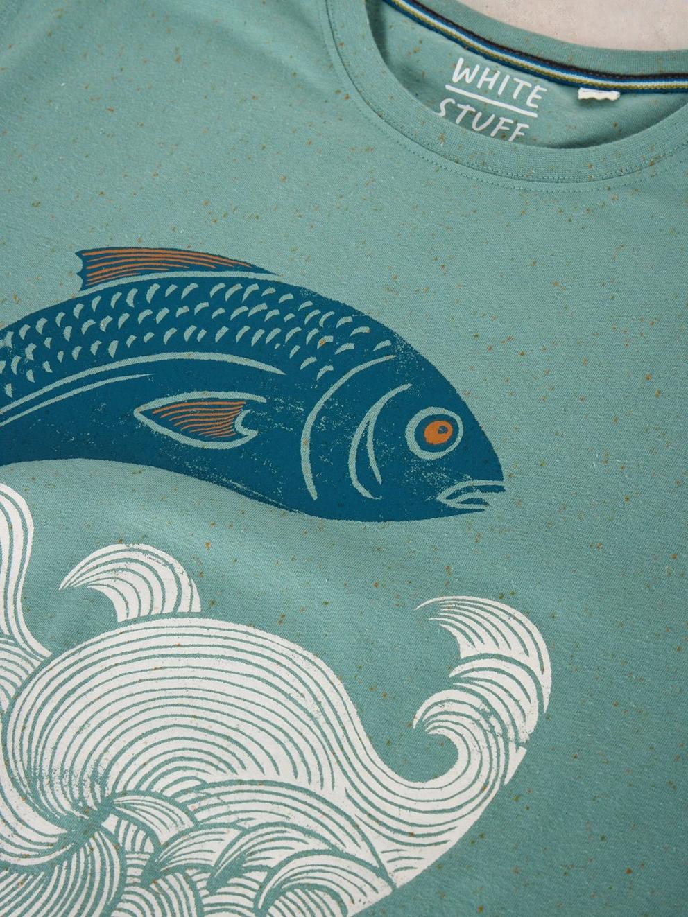 Gone Fishing Graphic Tee in BLUE PR - FLAT DETAIL