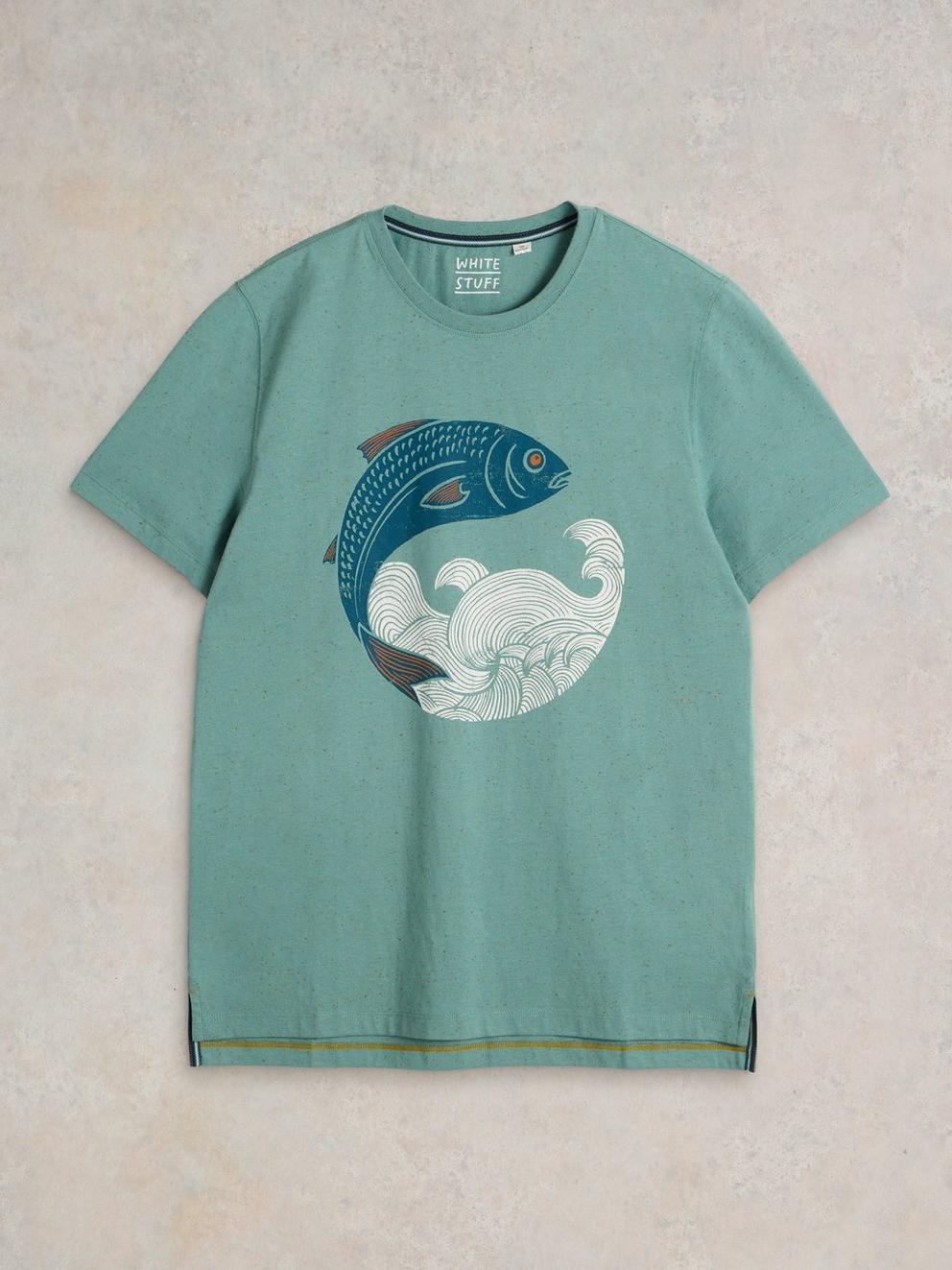 Gone Fishing Graphic Tee in BLUE PR - FLAT FRONT