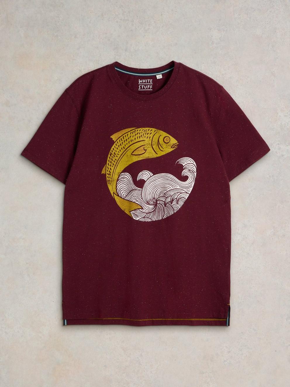 Gone Fishing Graphic Tee in PLUM PR - FLAT FRONT