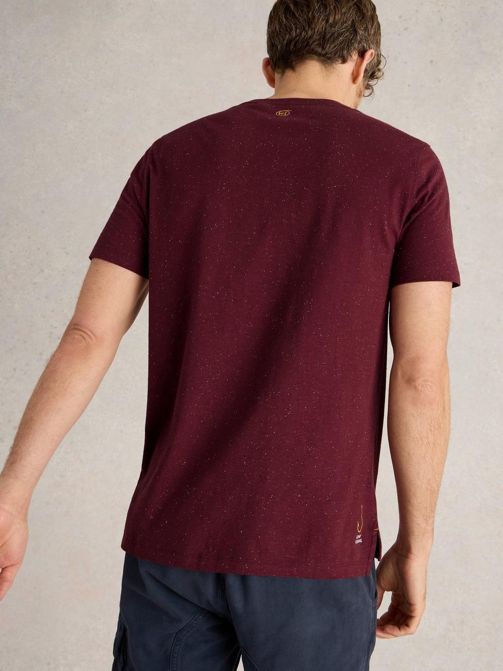 Gone Fishing Graphic Tee in PLUM PR - MODEL BACK