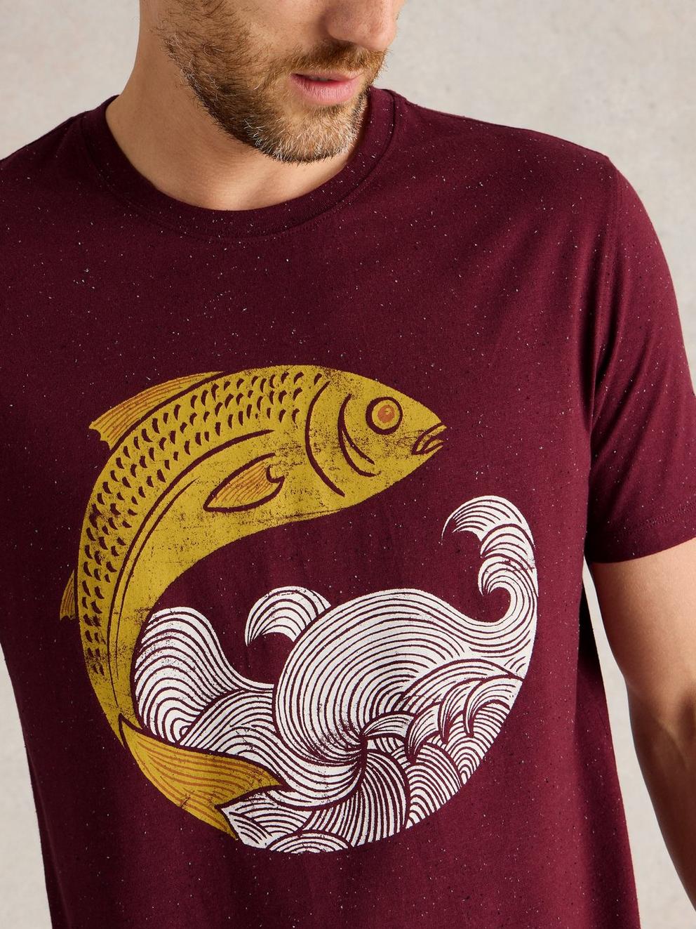 Gone Fishing Graphic Tee in PLUM PR - MODEL DETAIL