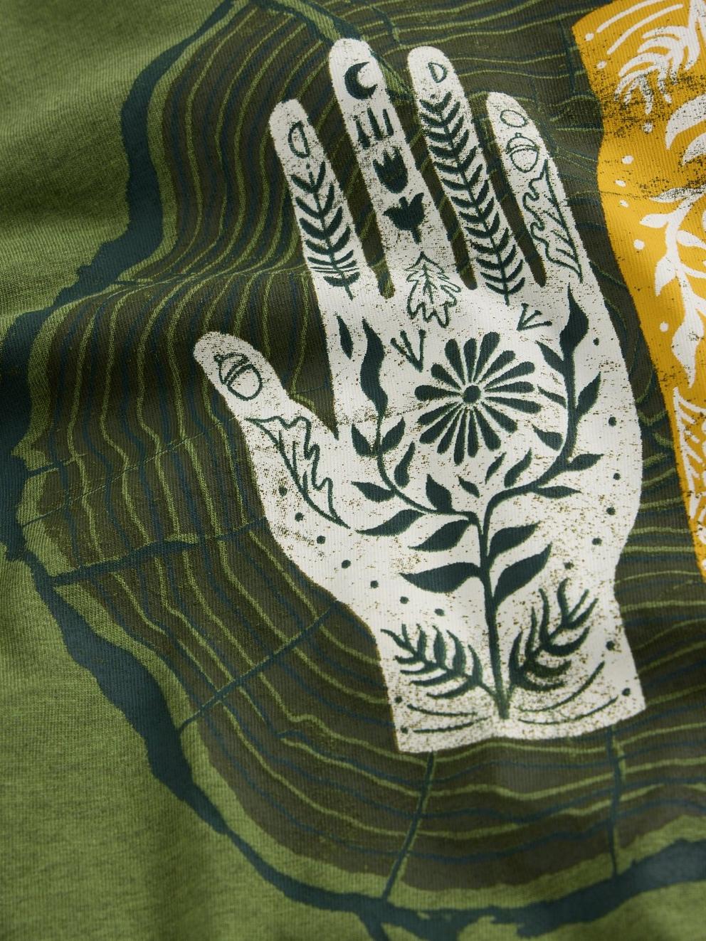 Hand Graphic Tee in GREEN PR - FLAT DETAIL