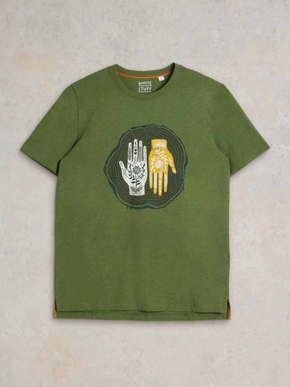 Hand Graphic Tee in GREEN PR - FLAT FRONT