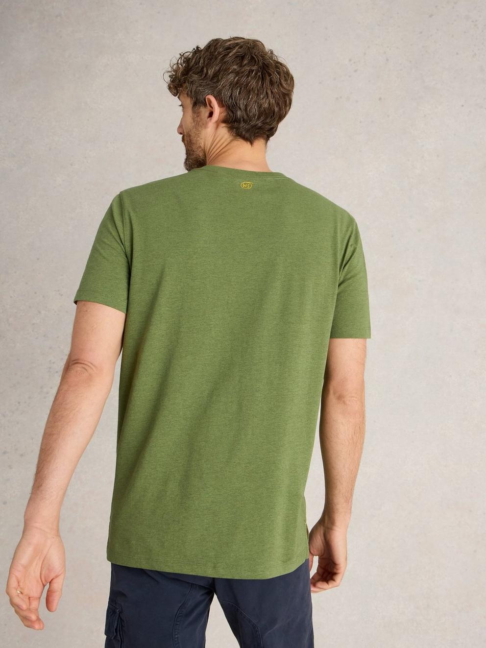 Hand Graphic Tee in GREEN PR - MODEL BACK