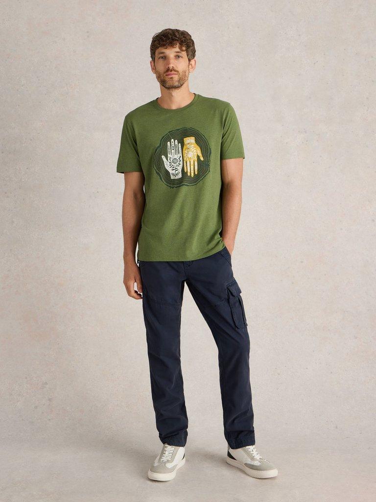 Hand Graphic Tee in GREEN PR - MODEL FRONT