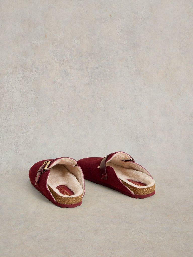 Myrtle Slip On Suede Mule in DEEP RED - FLAT BACK