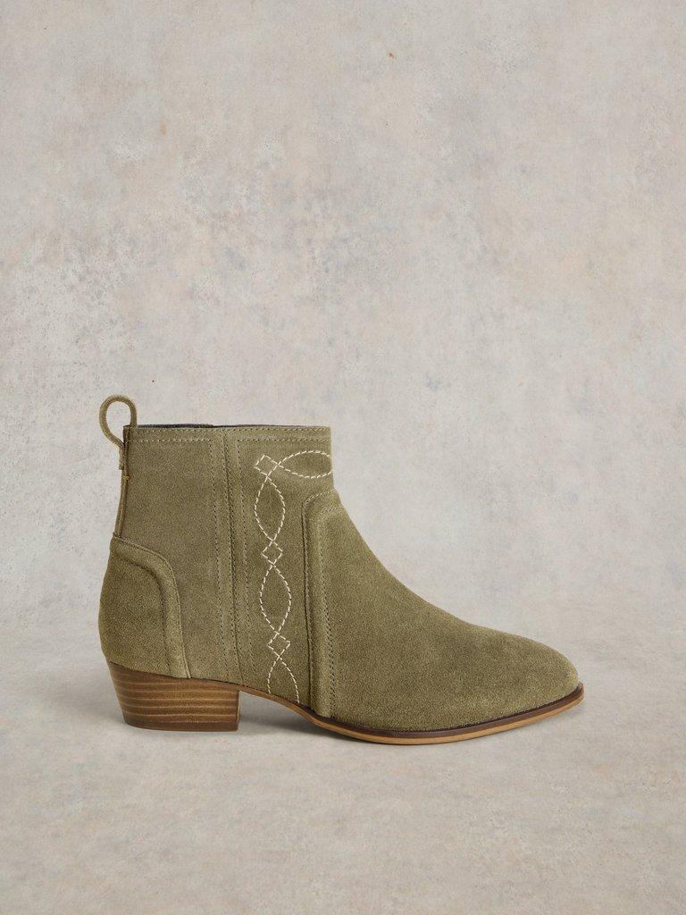 Cedar Embroidered Ankle Boot in KHAKI GRN - LIFESTYLE