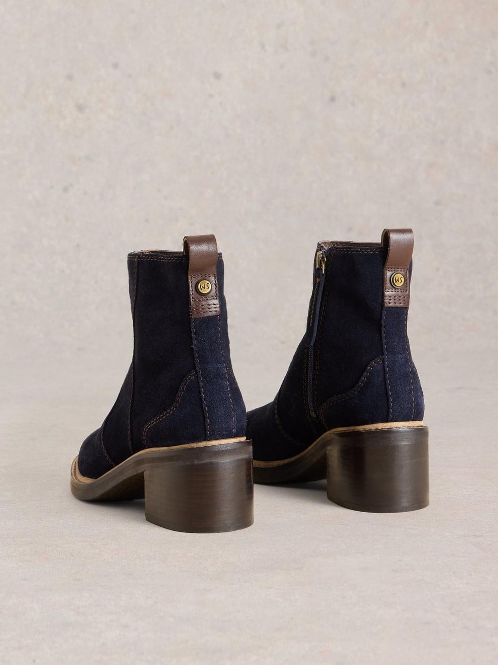 Cleo Block Heel Boot in DARK NAVY - FLAT BACK