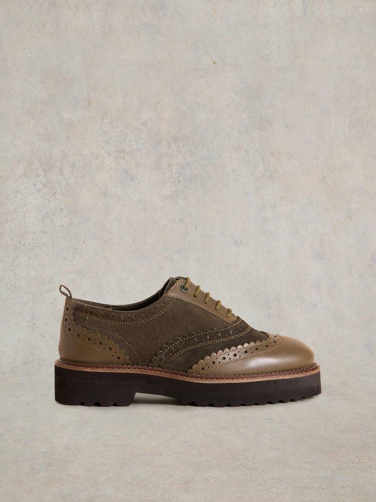 Chunky Lace Up Brogue in KHAKI GRN - LIFESTYLE