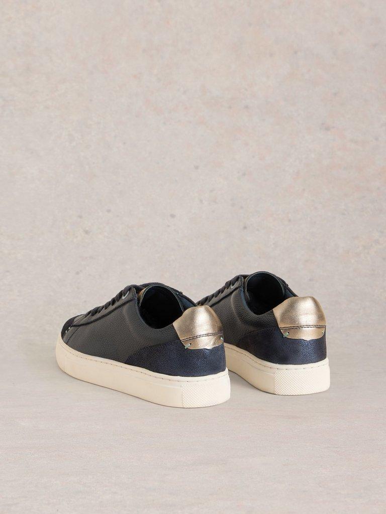 Toni Leather Flat Trainer in NAVY MULTI - FLAT BACK