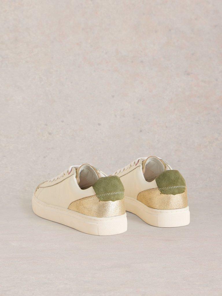 Toni Leather Flat Trainer in WHITE MLT - FLAT BACK