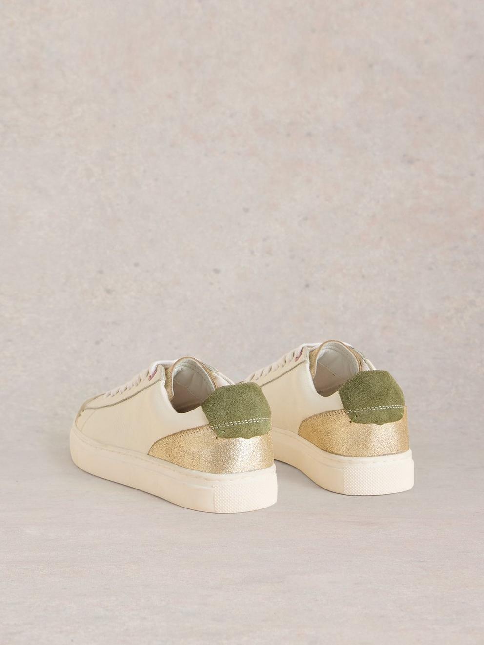 Toni Leather Flat Trainer in WHITE MLT - FLAT BACK