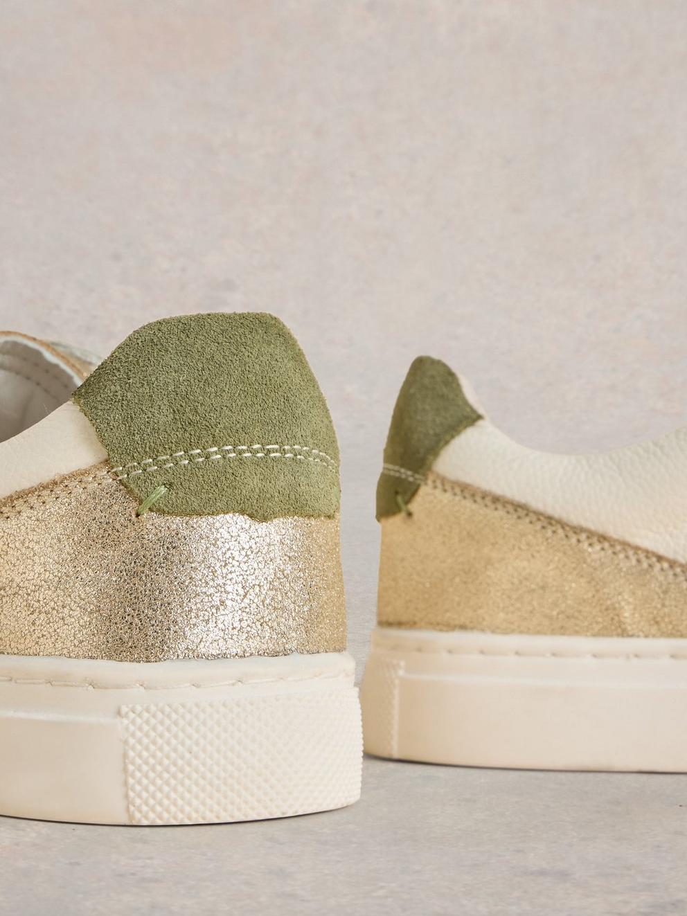 Toni Leather Flat Trainer in WHITE MLT - FLAT DETAIL