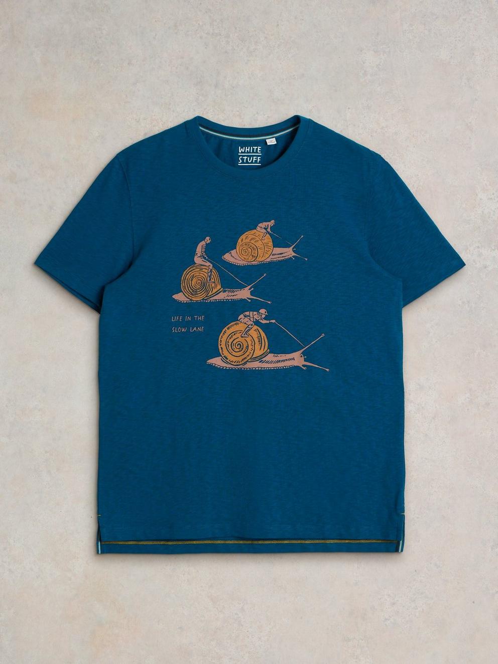 Slow Lane Graphic Tee in TEAL PR - FLAT FRONT