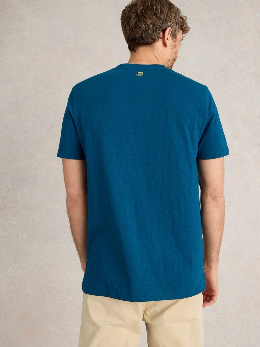 Slow Lane Graphic Tee in TEAL PR - MODEL BACK