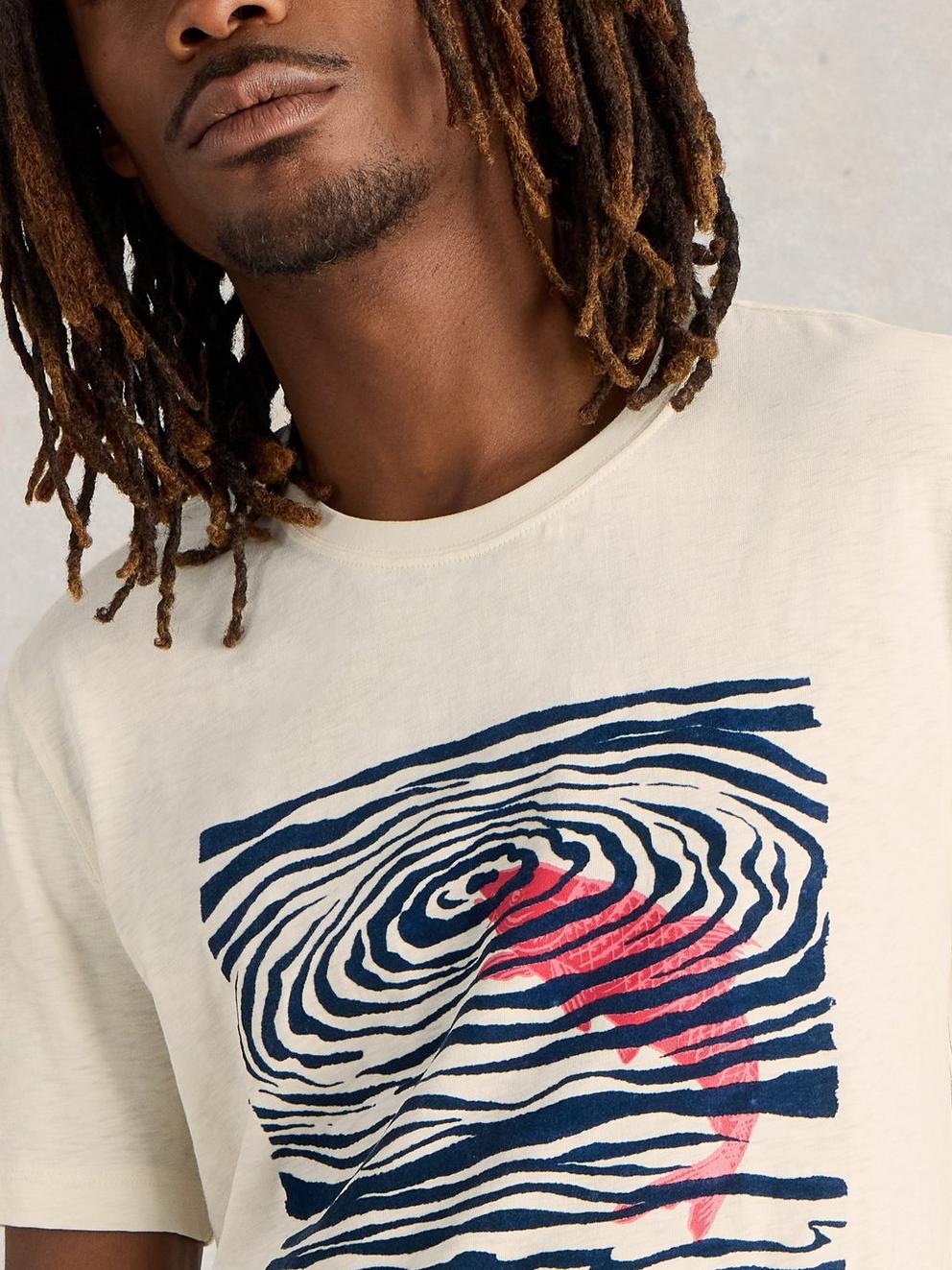 Fish Flock Graphic Tee in WHITE PR - MODEL DETAIL