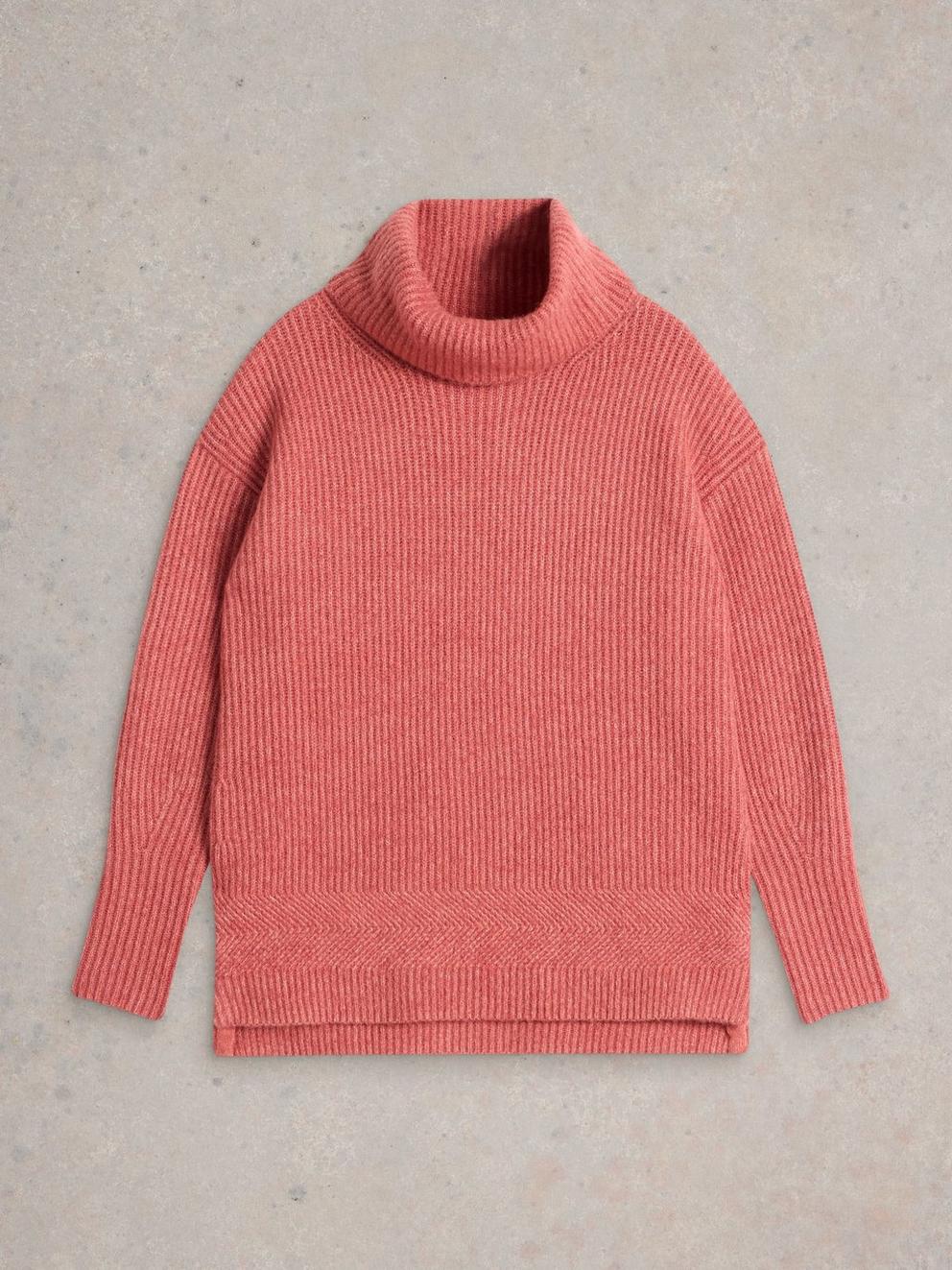 LOVELY RIBBED JUMPER in DUS PINK - FLAT FRONT