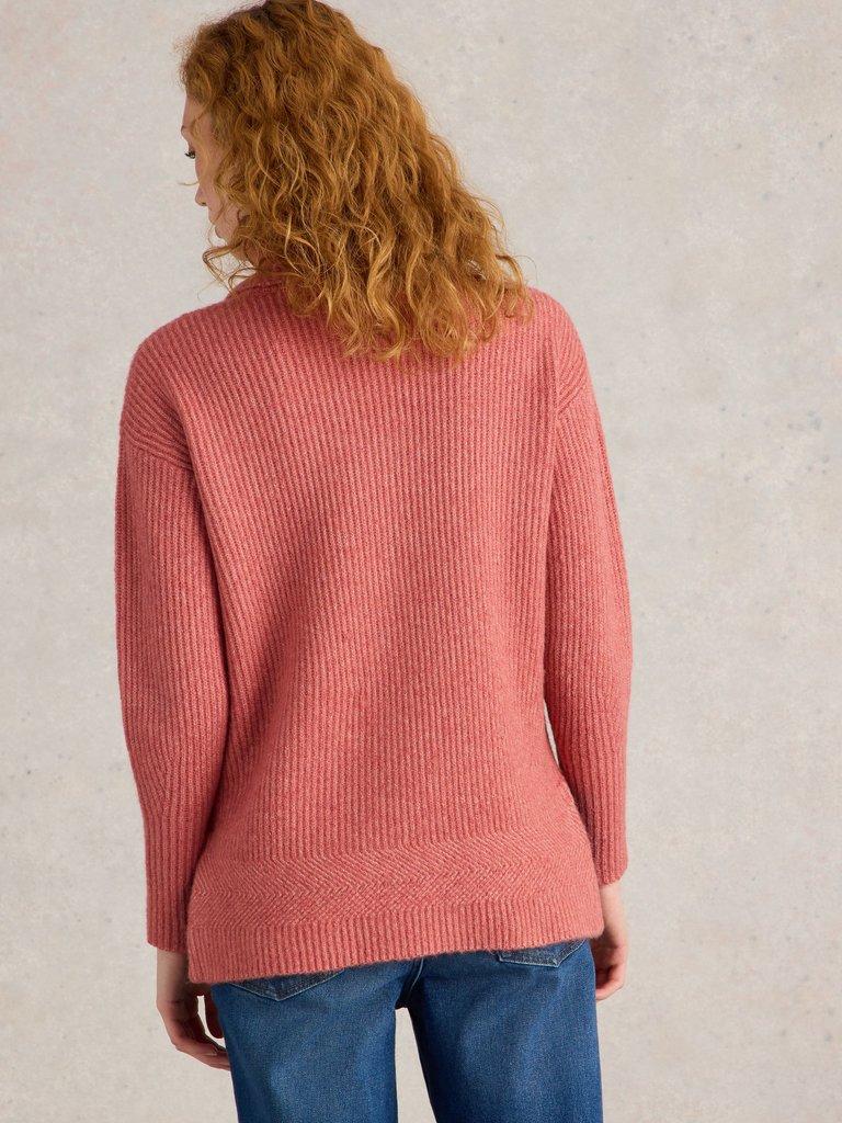 LOVELY RIBBED JUMPER in DUS PINK - MODEL BACK