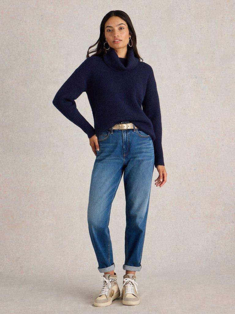 LOVELY RIBBED JUMPER in FR NAVY - MODEL FRONT